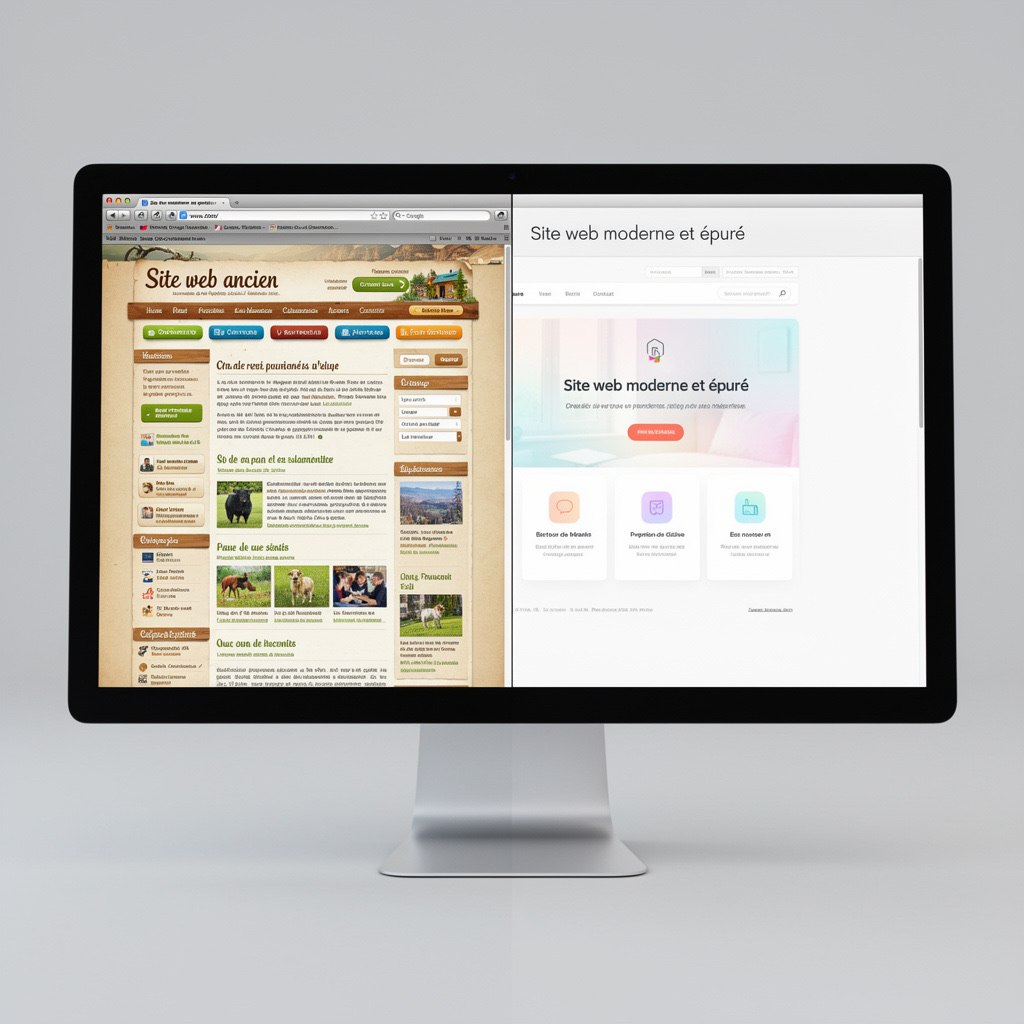 Comparaison design web ancien vs moderne et épuré